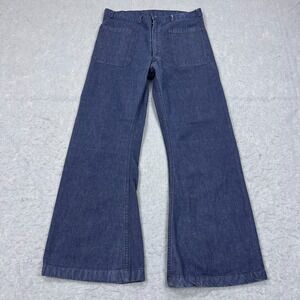 VTG JUNCO Sanforized Jeans 33x29 L Blue‎ US Navy Denim Utility Pants 70s Japan